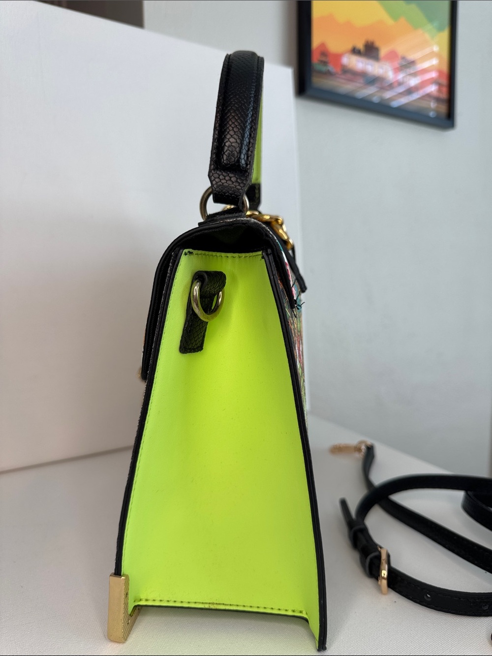 Aldo White Multi-Color Printed Top-Handle Crossbody Bag - Picture 3 of 8